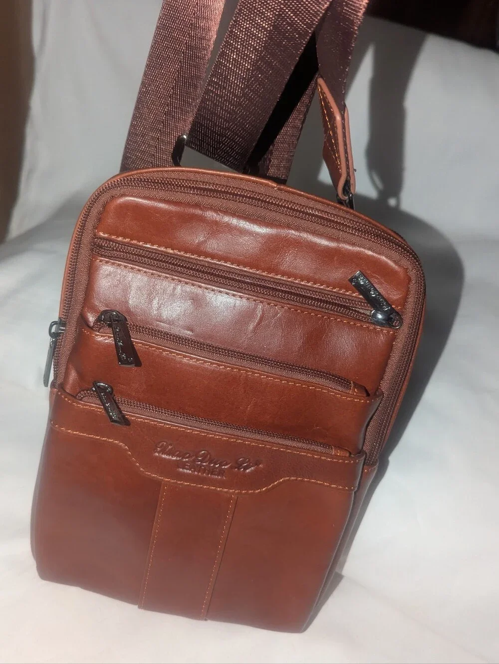 Xiao Duo Li Leather Crossbody Bag for Men - Brown
